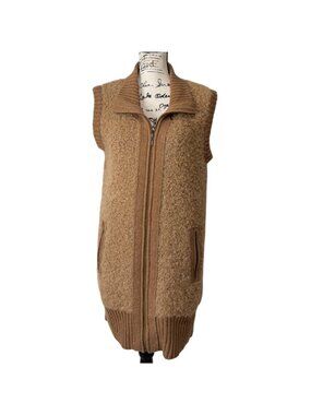 Country Road Australia Size L Knit Vest Sherpa Wool Alpaca Sleeveless Full-Zip